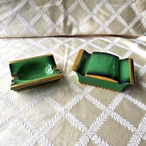Carlton Ware Vert Royale Art Deco Ashtray And Cigarette Box Set